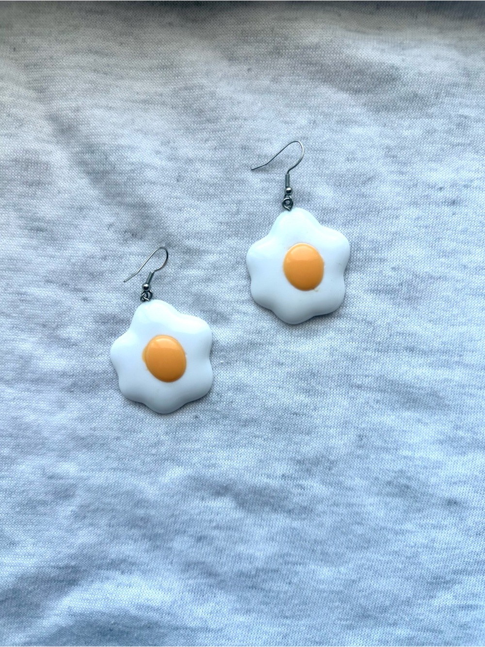 White and Yellow Egg Sunny Side Up Dangle Earrings